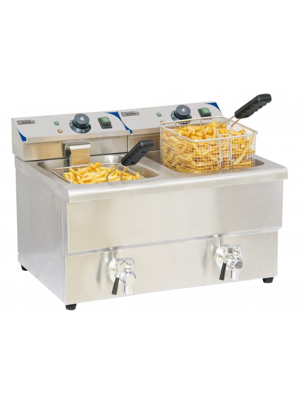 Friteuse électrique avec vanne de vidange 2 x 8 litres