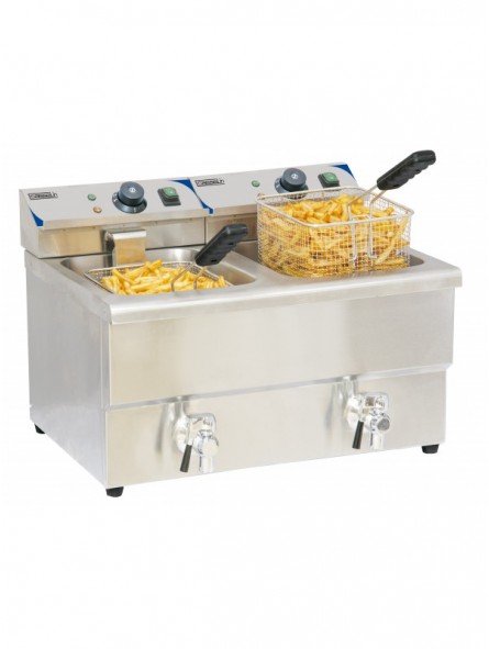 Friteuse électrique avec vanne de vidange 2 x 8 litres