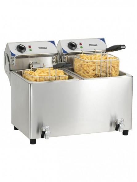 Friteuse électrique avec vanne de vidange 2 x 7 litres