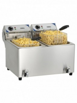 Friteuse électrique avec vanne de vidange 2 x 10 litres