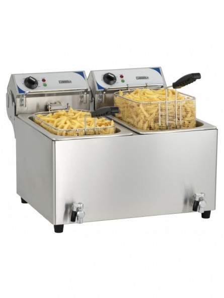 Friteuse électrique avec vanne de vidange 2 x 10 litres