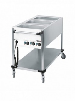 Chariot bain-marie à eau 3 x GN 1/1
