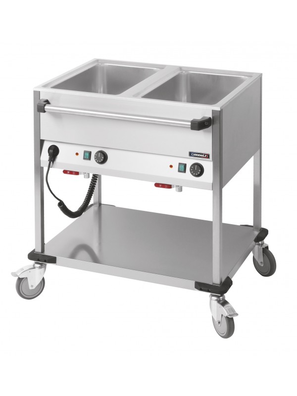 Chariot bain-marie à eau 2 x GN 1/1