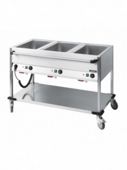 Chariot bain-marie à eau 3 x GN 1/1