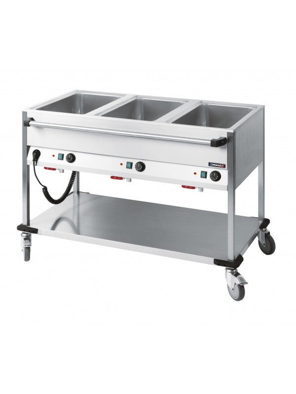 Chariot bain-marie à eau 3 x GN 1/1