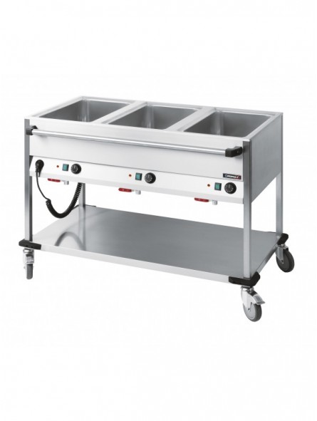 Chariot bain-marie à eau 3 x GN 1/1