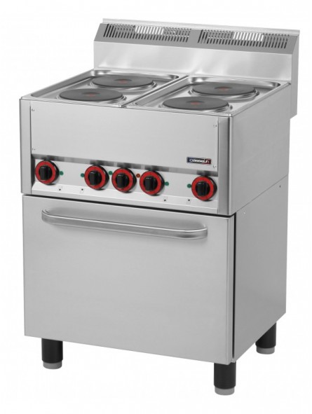 Fourneau électrique 4 feux avec four électrique ventilé GN 1/1 66