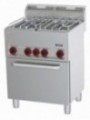 Fourneau gaz 4 feux avec four électrique ventilé GN 1/1 P 66