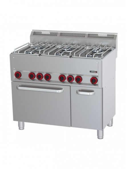 Fourneau gaz 6 feux avec four électrique ventilé GN 1/1 P 99
