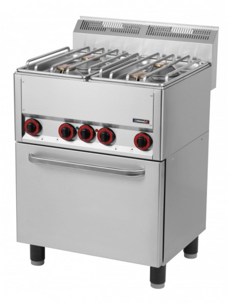 Fourneau gaz 4 feux avec four électrique ventilé GN 1/1 66