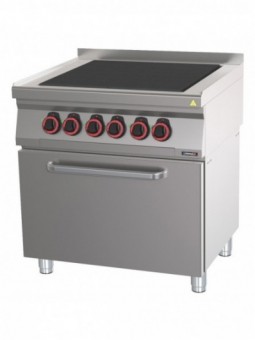 Fourneau électrique 4 plaques coup de feu avec four électrique ventilé GN 1/1 80