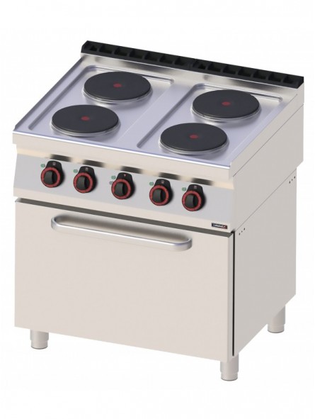 Fourneau électrique 4 feux avec four électrique ventilé GN 1/1 80