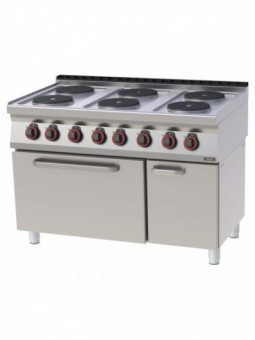 Fourneau électrique 6 feux avec four électrique statique GN 2/1 120
