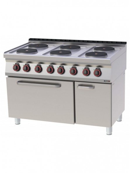 Fourneau électrique 6 feux avec four électrique statique GN 2/1 120