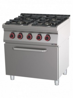 Fourneau gaz 4 feux avec four électrique ventilé GN 1/1 80