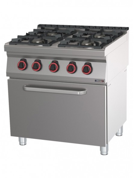 Fourneau gaz 4 feux avec four électrique ventilé GN 1/1 80
