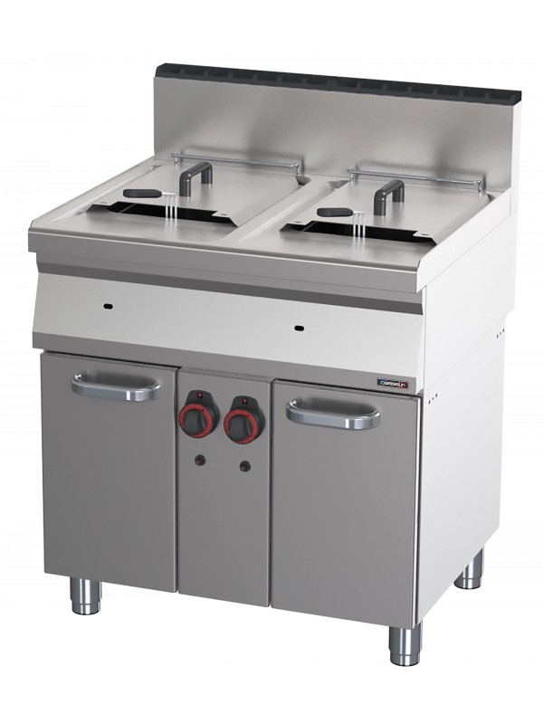 Friteuse gaz avec soubassement 2x15 litres 80