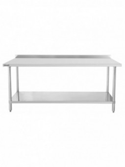 Table de travail inox 600 avec dosseret et étagère 1200 mm