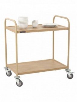 Chariot de service imitation bois 2 plateaux