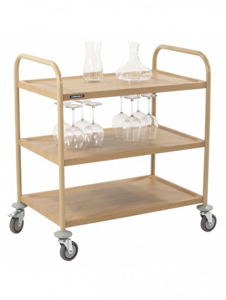 Chariot de service imitation bois 3 plateaux