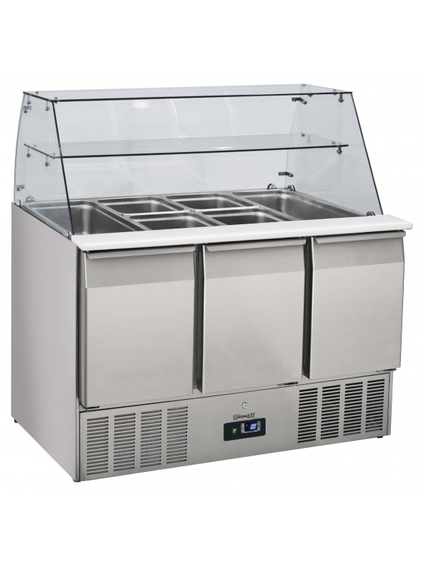 Saladette vitrée 3 portes GN 1/1