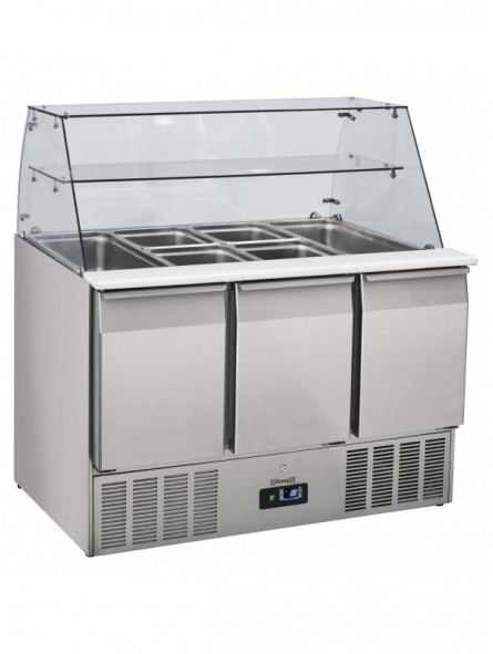 Saladette vitrée 3 portes GN 1/1