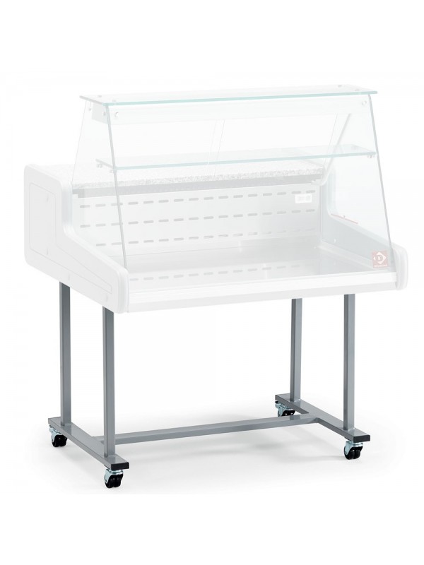 Undercarriage on wheels for glass display
