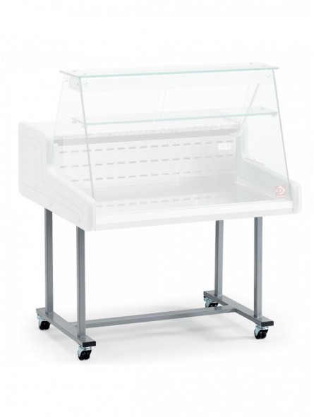 Undercarriage on wheels for glass display