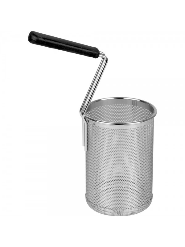 Rounded basket for pasta cooker with lateral handle