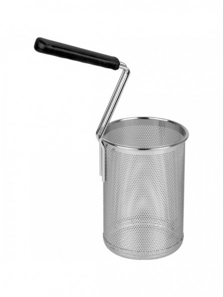 Rounded basket for pasta cooker with lateral handle