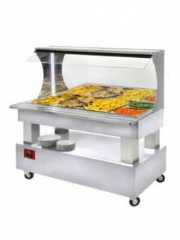Bain-marie warm wall buffet 4x GN1/1-150 (white wood)