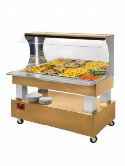Bain-marie warm wall buffet 4x GN1/1-150 (Wood light oak)