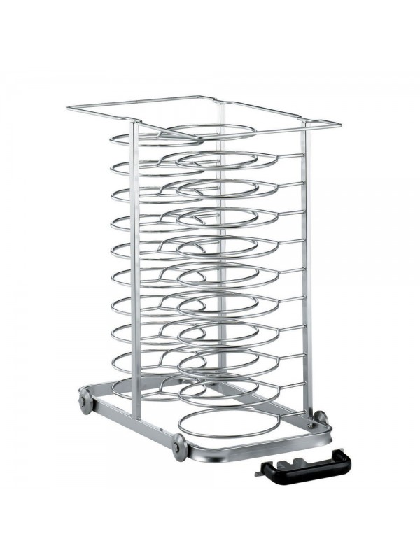 Uittrekbare lader met wielen, voor 30 borden (ø 300 mm) voor oven 10x GN 1/1 (ruimte 65 mm)