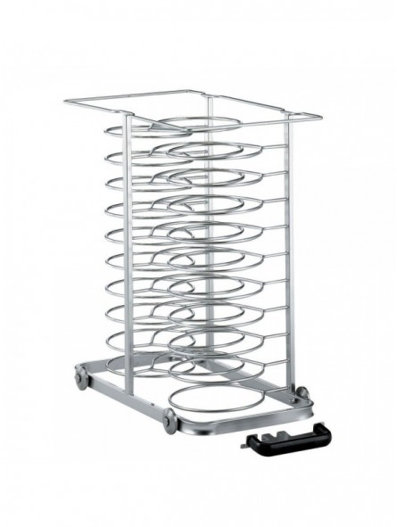 Uittrekbare lader met wielen, voor 30 borden (ø 300 mm) voor oven 10x GN 1/1 (ruimte 65 mm)