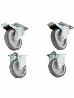 Kit of 4 wheels, 2 with brakes for support & cupboard