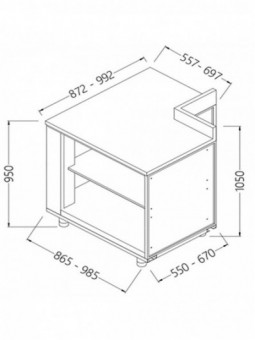 Angle arrière neutre - ouvert 90°, avec dosseret