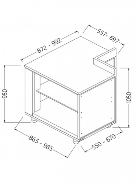 Angle arrière neutre - ouvert 90°, avec dosseret