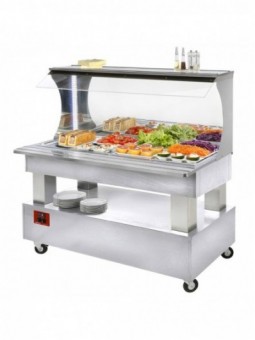 Buffet - Wall refrigerated salad bar, 4x GN1/1-150 (white wood)
