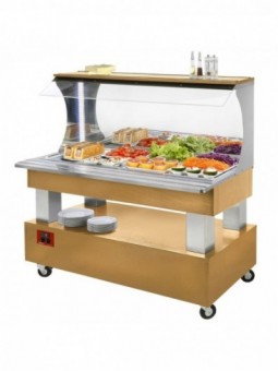 Buffet - Wall refrigerated salad bar, 4x GN1/1-150 (Wood light oak)
