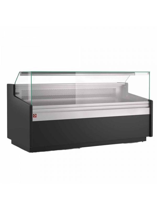 Ventilated counter display, with low glass, with storage - BLACK