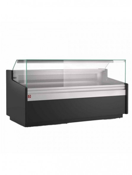 Ventilated counter display, with low glass, with neutral storage  - BLACK