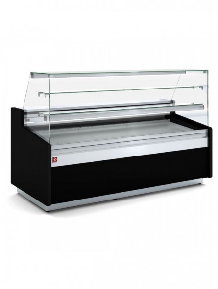 Neutral counter display, pastry glass, with neutral storage - BLACK
