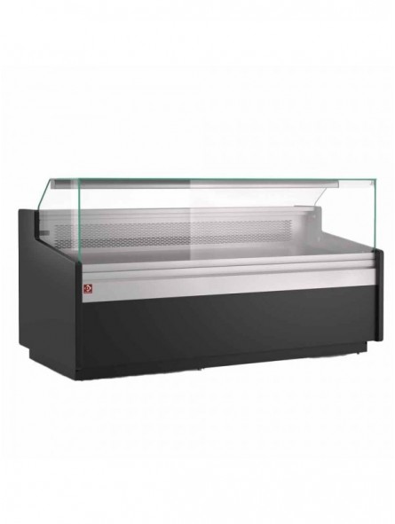 Neutrale vitrinetoonbank, met laag glas,  met neutrale reserve – ZWART