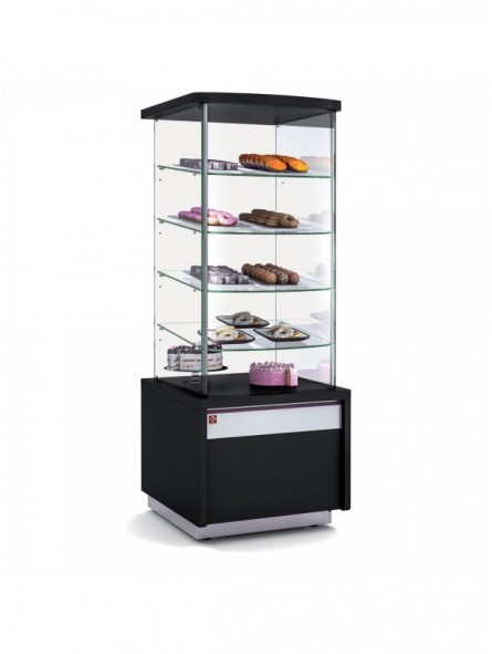 Neutral cabinet with high display case – BLACK