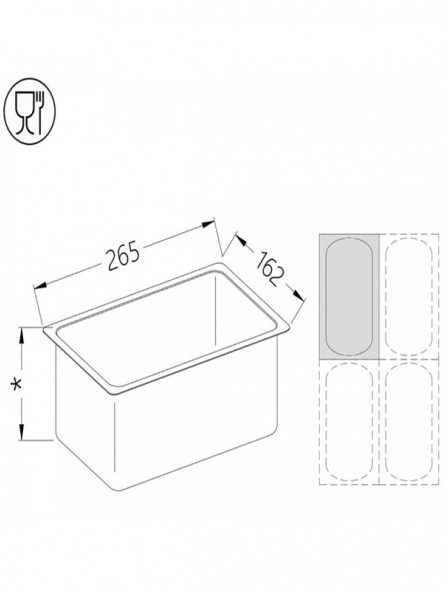 Gastronorm tub 1/4 h150 mm
