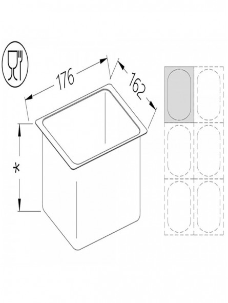 Gastronorm tub 1/6 h150 mm