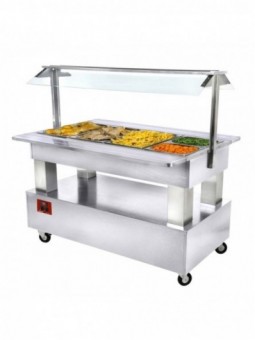 Warming/bain-marie salad bar, 4x GN1/1-150 (white wood)