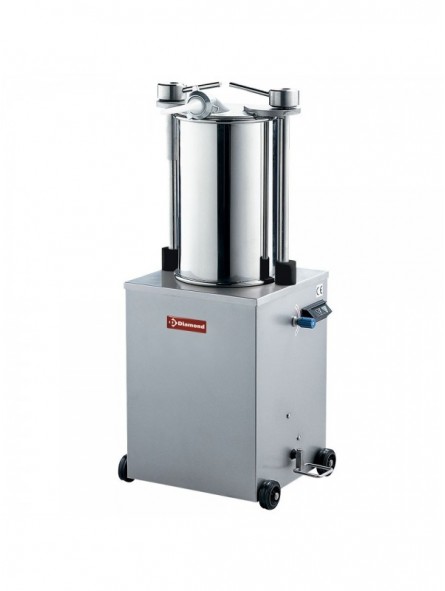 Stainless steel hydraulic vertical sausage filler, 35 liters with wheels