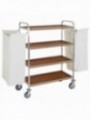 Carriage for linen in stainless steel, 4 levels, with 2 bags - dark oak