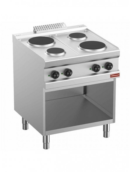 Electric range, 4 round plates, on cupboard